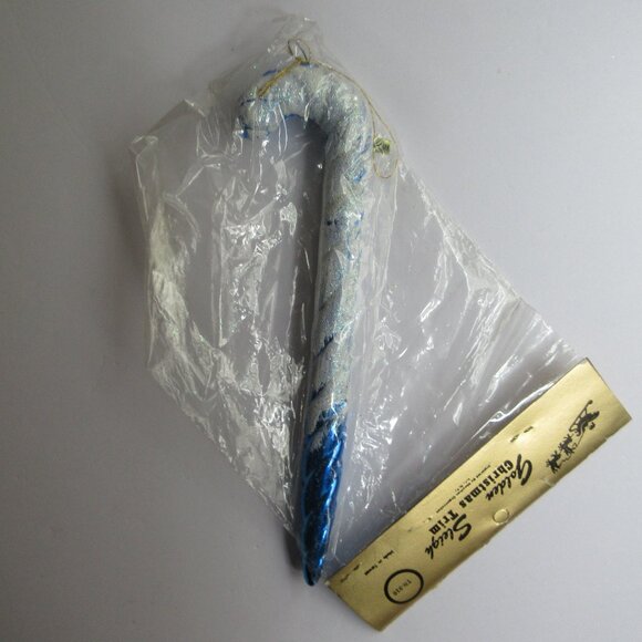 3  Blow Mold 8" Candy Cane Ornaments Red, Blue, Gold Glitter Golden Sleigh NIP - Picture 7 of 13